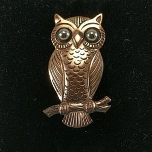🇨🇦 Late 1950s Copper & Silver Owl Brooch